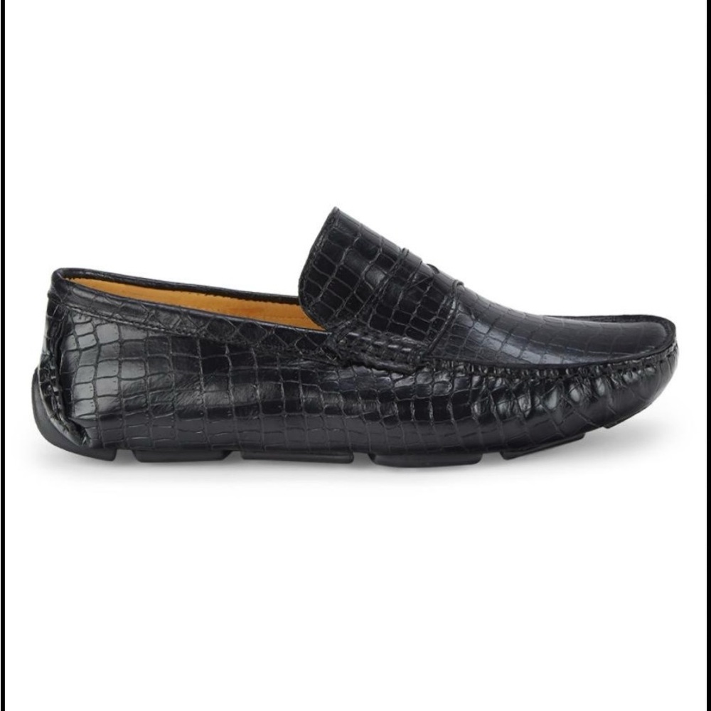 Saks fifth Ave Men's Black Croc-Embossed Leather Slip-On Loafers